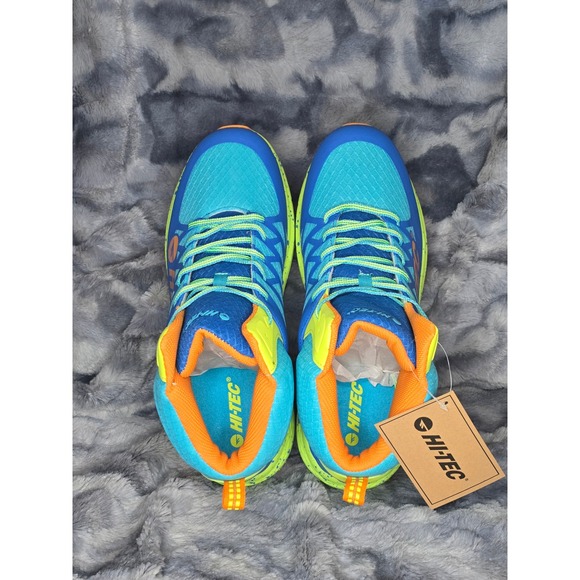 NWB HI-TEC Destructor Logo Mid Blue Aqua‎ Yellow Hiking Trail Shoes size 10.5 main image 5